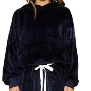 NEW Boys Lie Peace of Reign Velour Hoodie Crop Navy Potassium